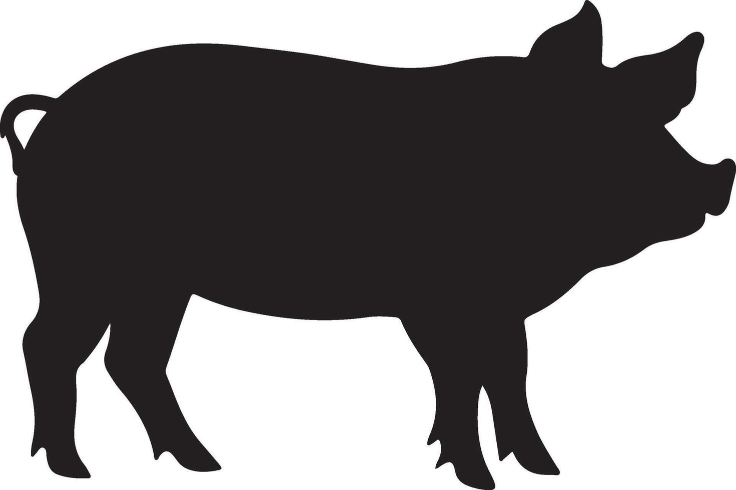 Pig Silhouette Vector Illustration White Background