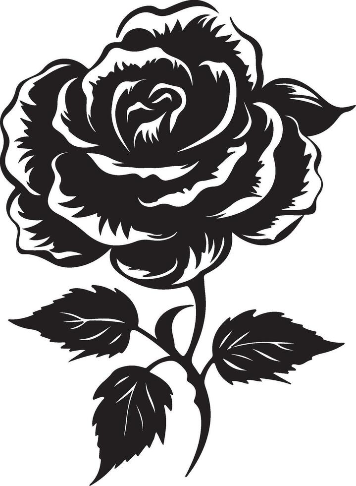 Rose Flower Silhouette Vector Illustration White Background