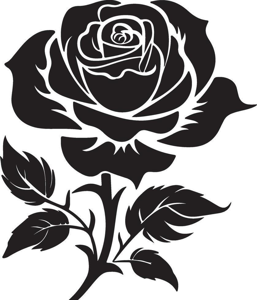 Rose Flower Silhouette Vector Illustration White Background