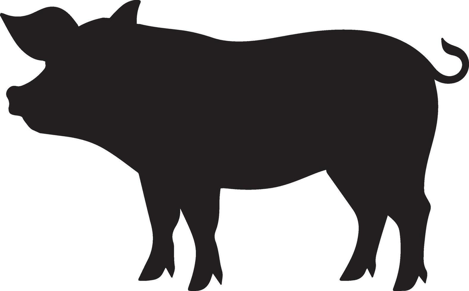 Pig Silhouette Vector Illustration White Background