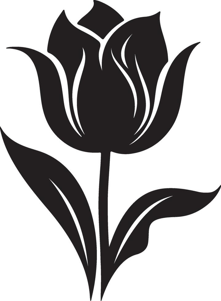 Tulip Flower Silhouette Vector Illustration White Background