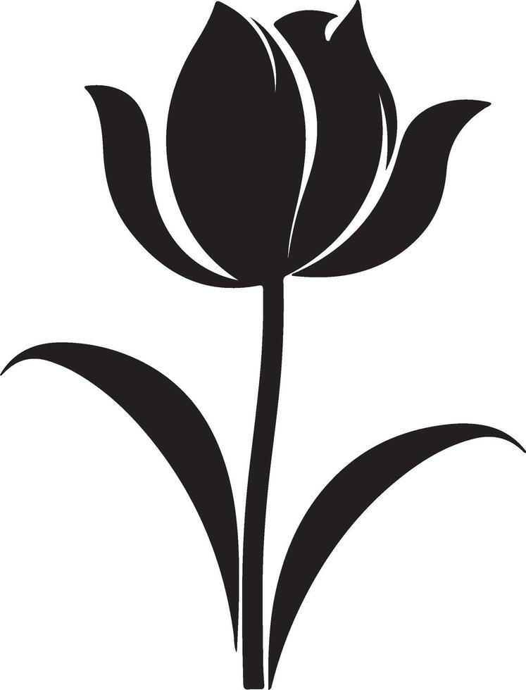 Tulip Flower Silhouette Vector Illustration White Background