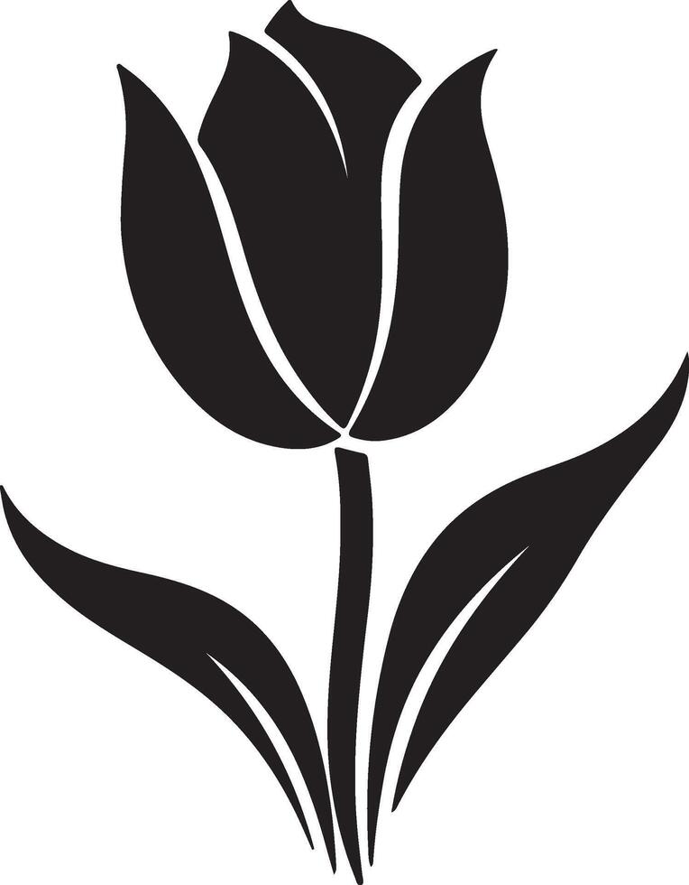 Tulip Flower Silhouette Vector Illustration White Background