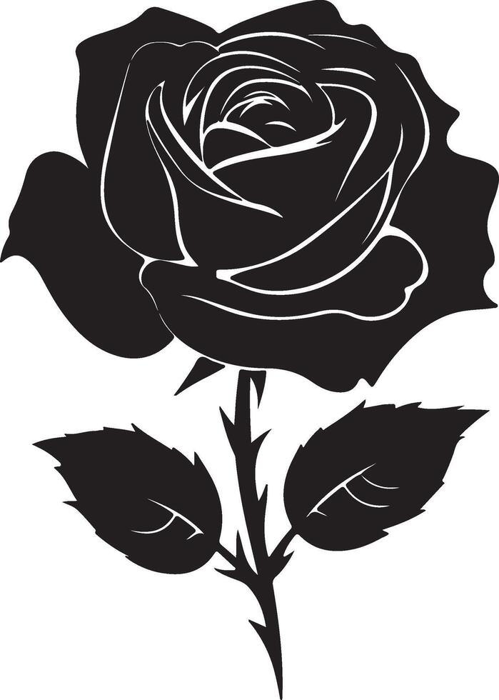 Rose Flower Silhouette Vector Illustration White Background