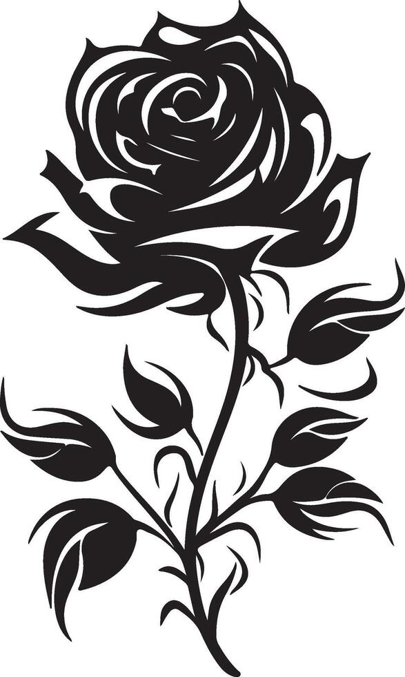 Rose Flower Silhouette Vector Illustration White Background