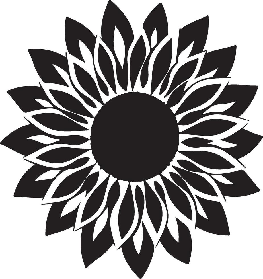 Sunflower Silhouette Vector Illustration White Background