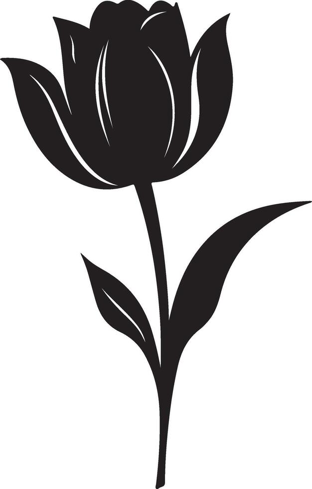 Tulip Flower Silhouette Vector Illustration White Background