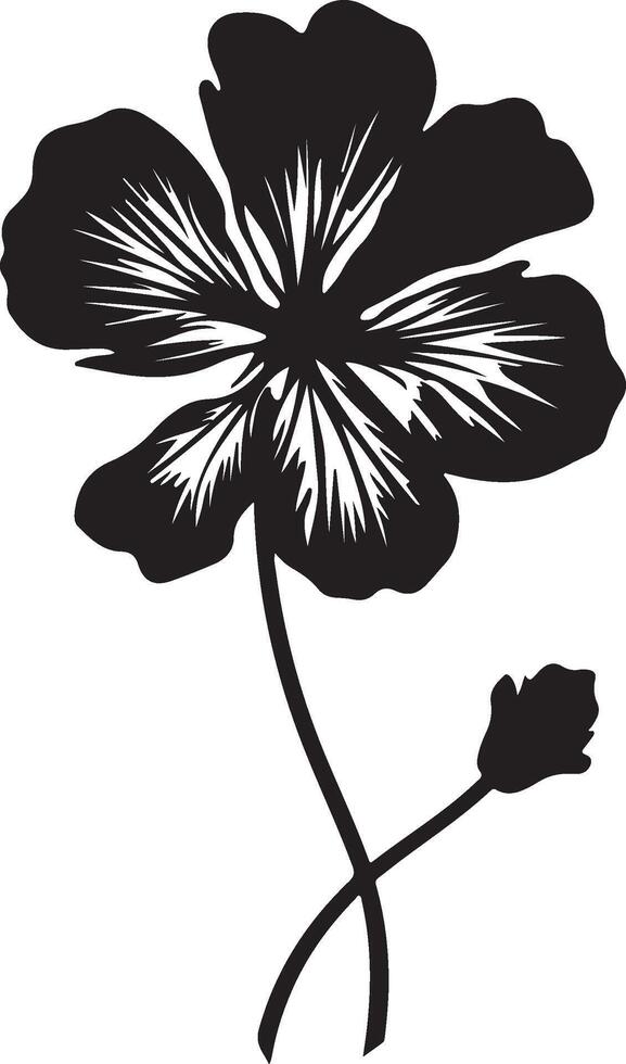 Geranium Flower Silhouette Vector Illustration White Background