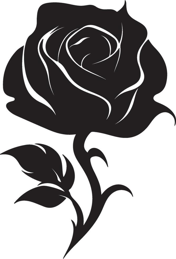 Rose Flower Silhouette Vector Illustration White Background