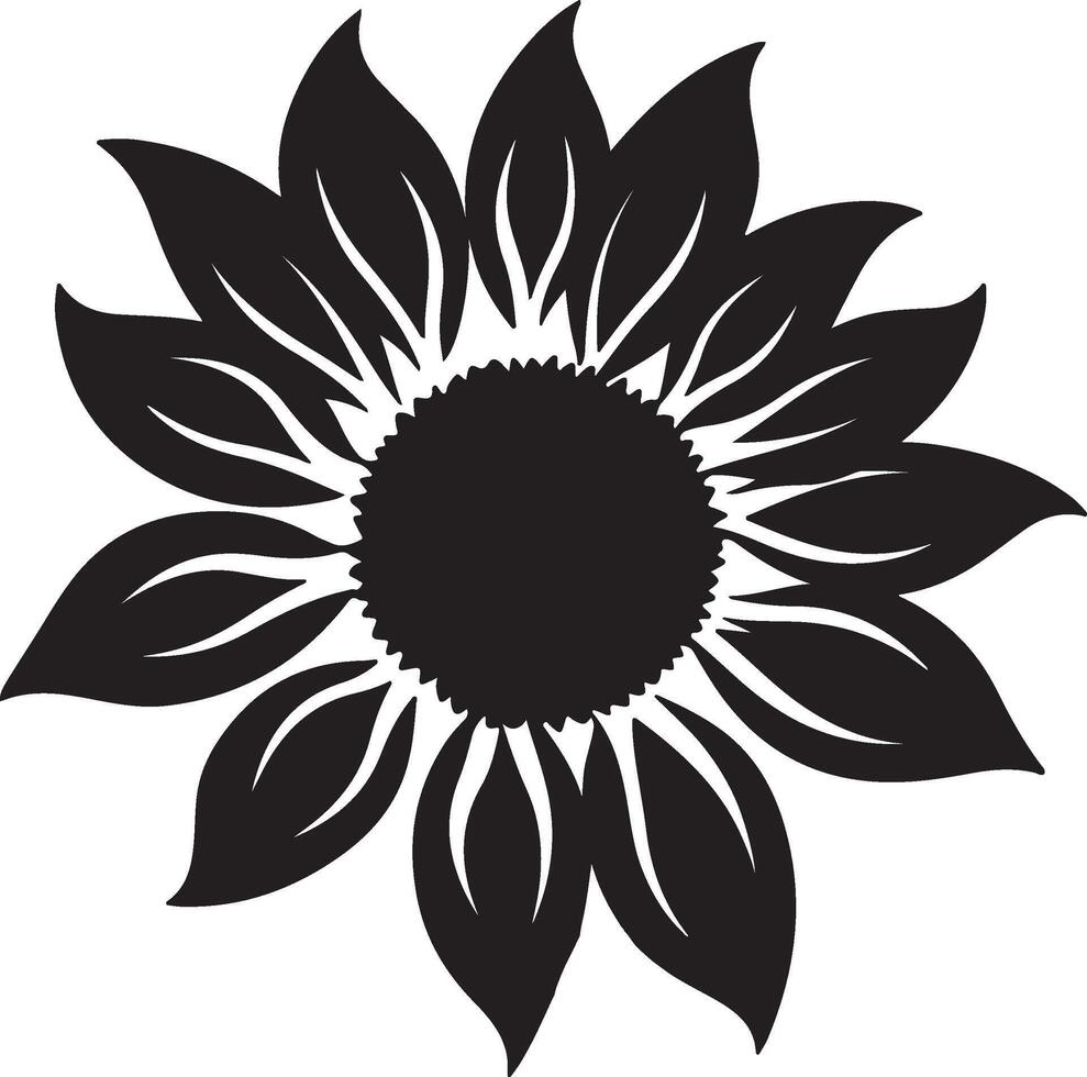 Sunflower Silhouette Vector Illustration White Background