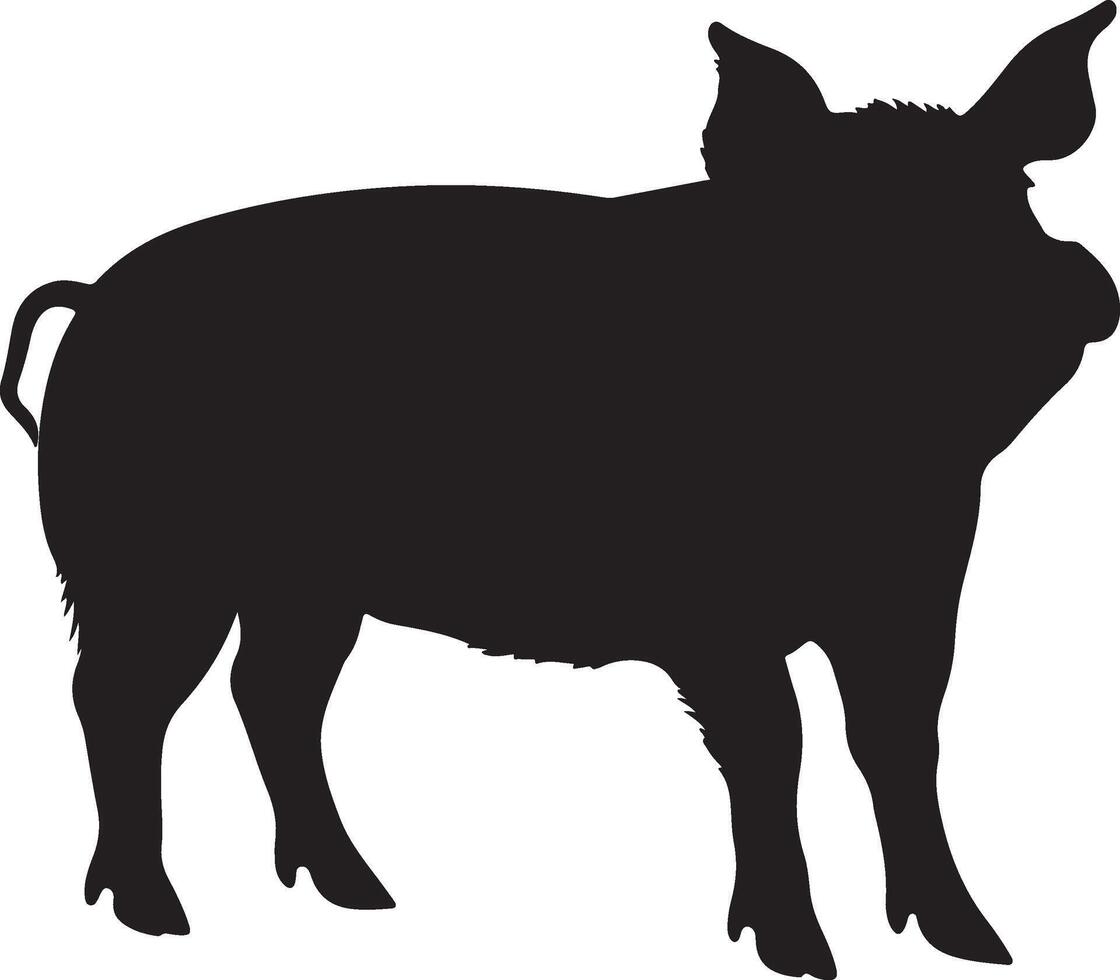 Pig Silhouette Vector Illustration White Background