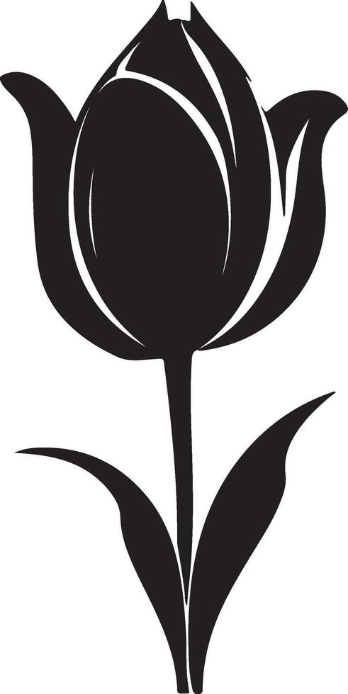 Tulip Flower Silhouette Vector Illustration White Background