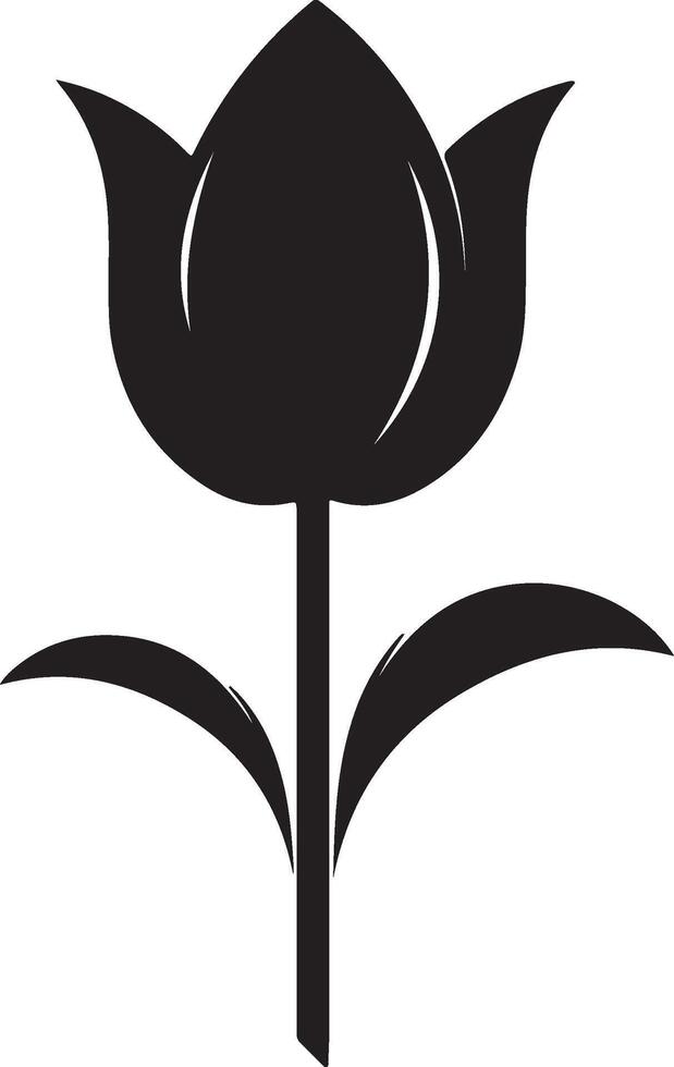 Tulip Flower Silhouette Vector Illustration White Background