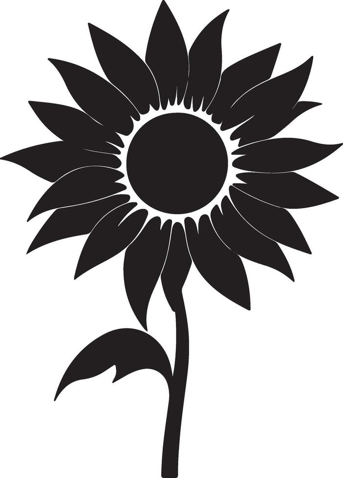 Sunflower Silhouette Vector Illustration White Background