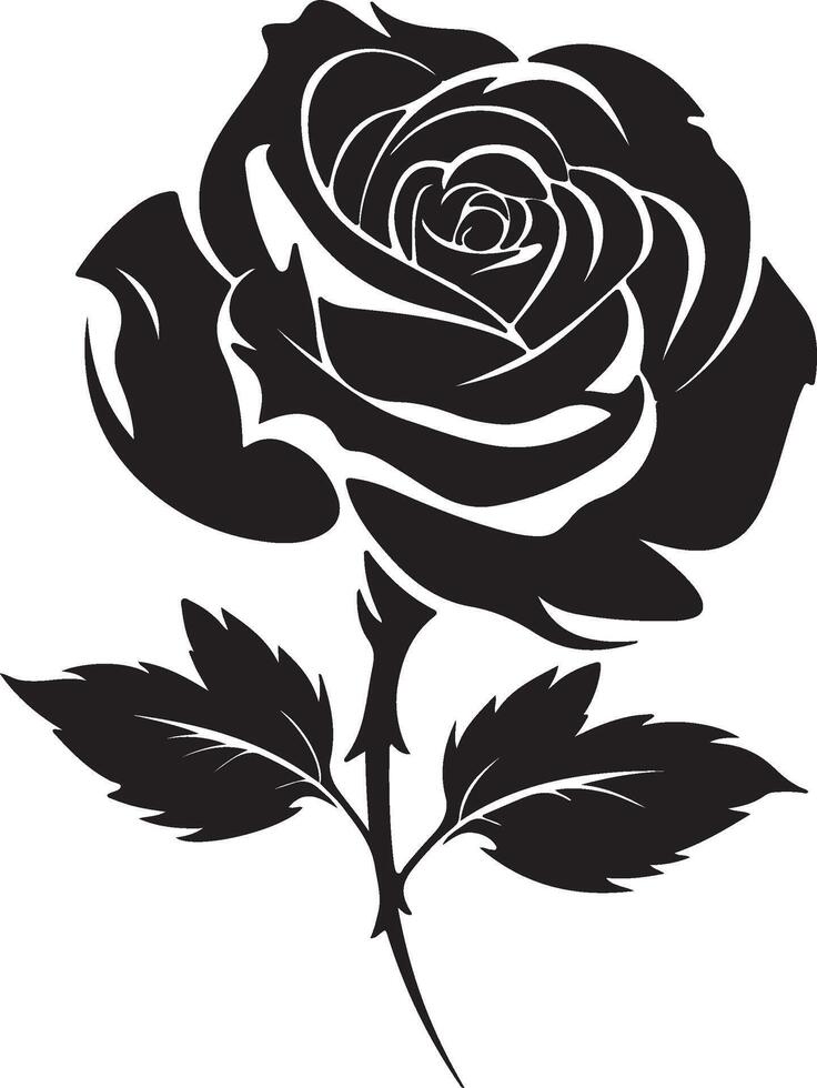 Rose Flower Silhouette Vector Illustration White Background