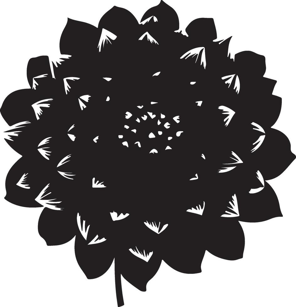 Dahlia Flower Silhouette Vector Illustration White Background