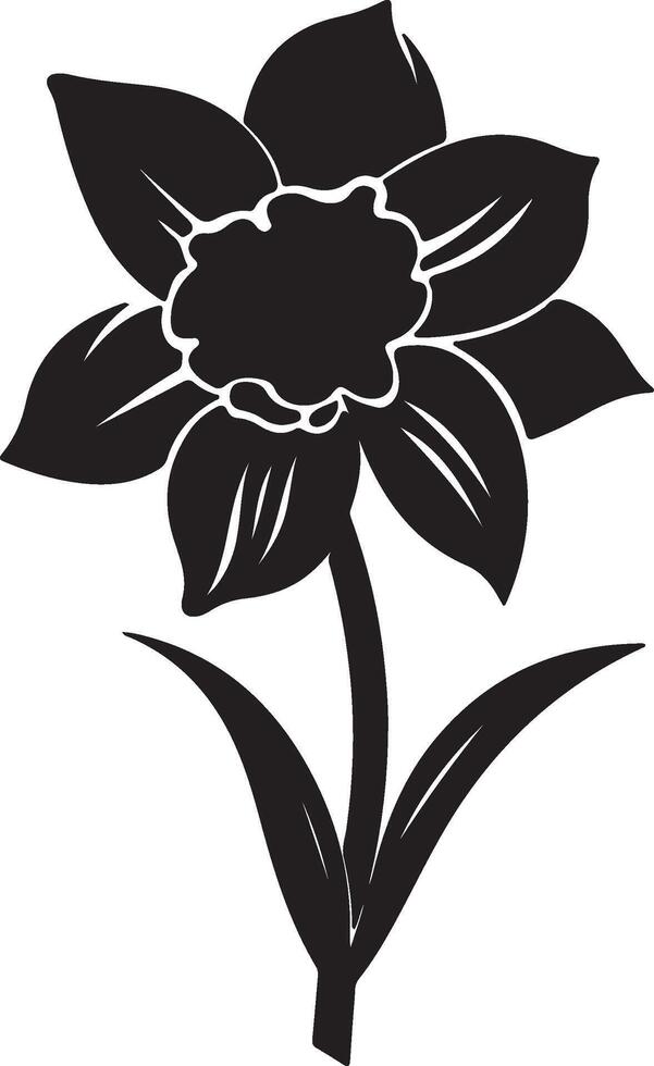 Daffodil Flower Silhouette Vector Illustration White Background