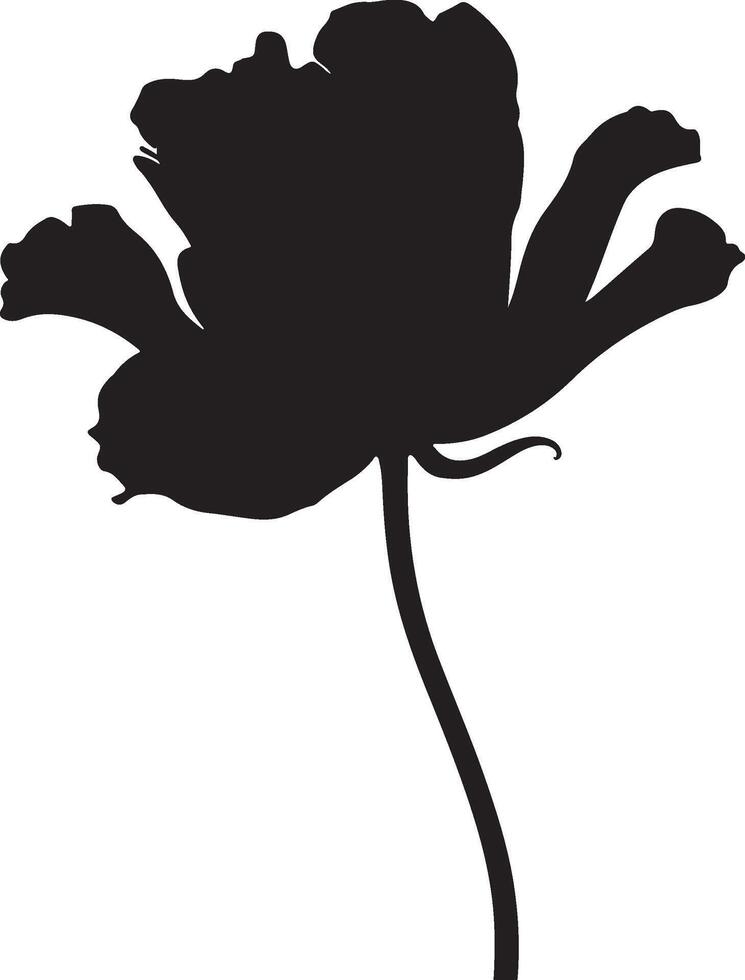 Tulip Flower Silhouette Vector Illustration White Background