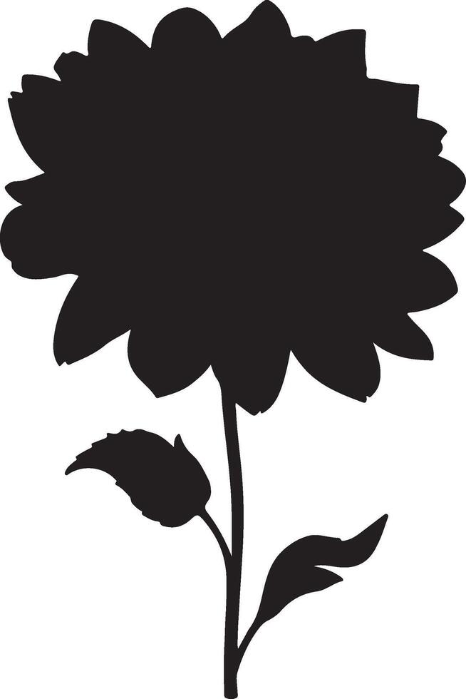 Dahlia Flower Silhouette Vector Illustration White Background