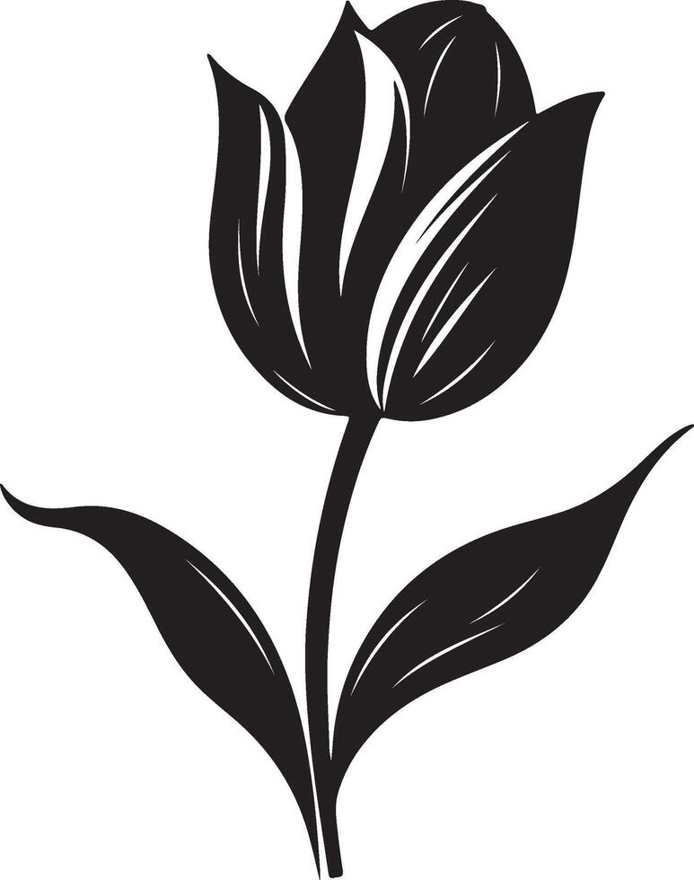 Tulip Flower Silhouette Vector Illustration White Background