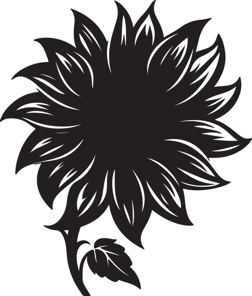 Sunflower Silhouette Vector Illustration White Background