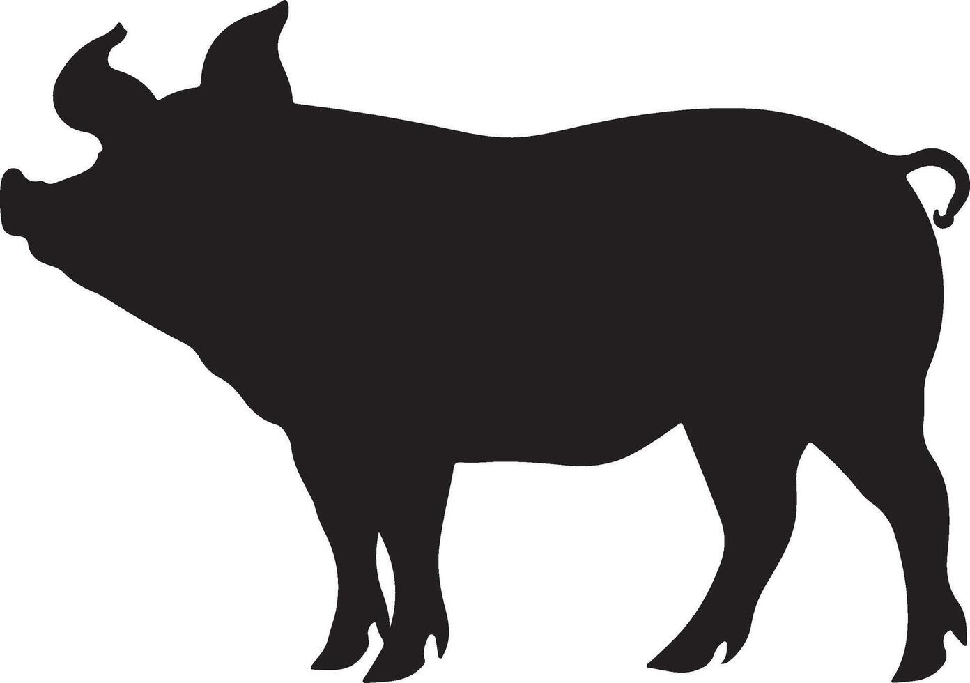 Pig Silhouette Vector Illustration White Background