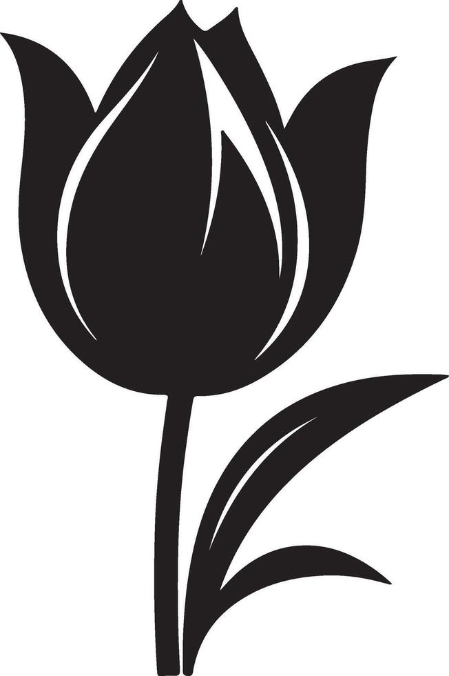 Tulip Flower Silhouette Vector Illustration White Background