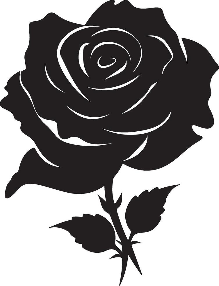 Rose Flower Silhouette Vector Illustration White Background