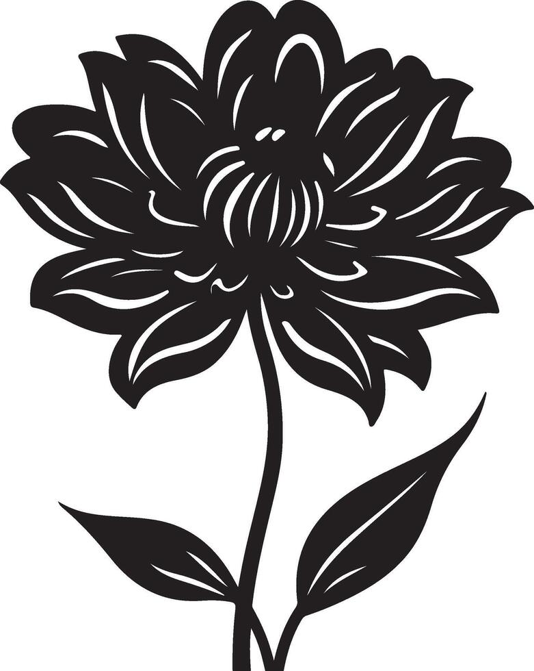 Dahlia Flower Silhouette Vector Illustration White Background