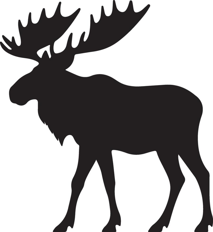 Moose Silhouette Vector Illustration White Background