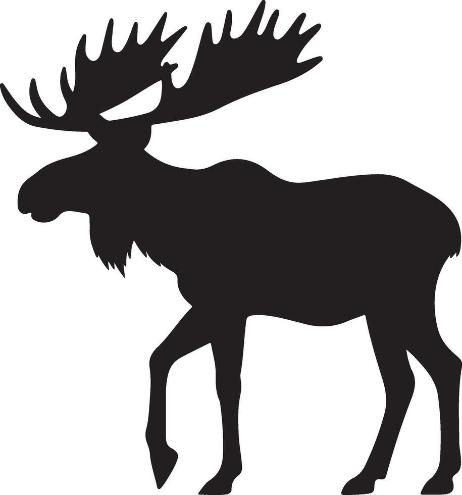 Moose Silhouette Vector Illustration White Background