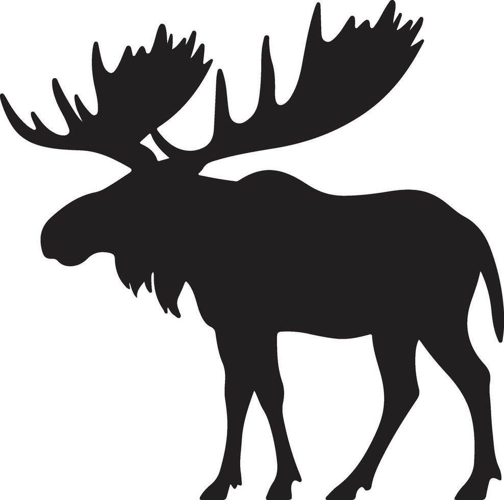 Moose Silhouette Vector Illustration White Background