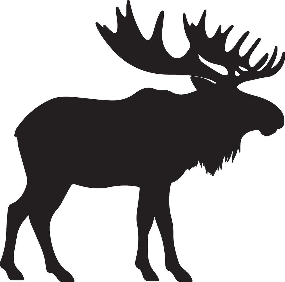 Moose Silhouette Vector Illustration White Background