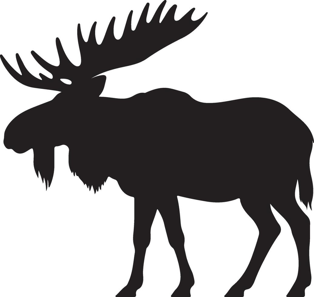 Moose Silhouette Vector Illustration White Background