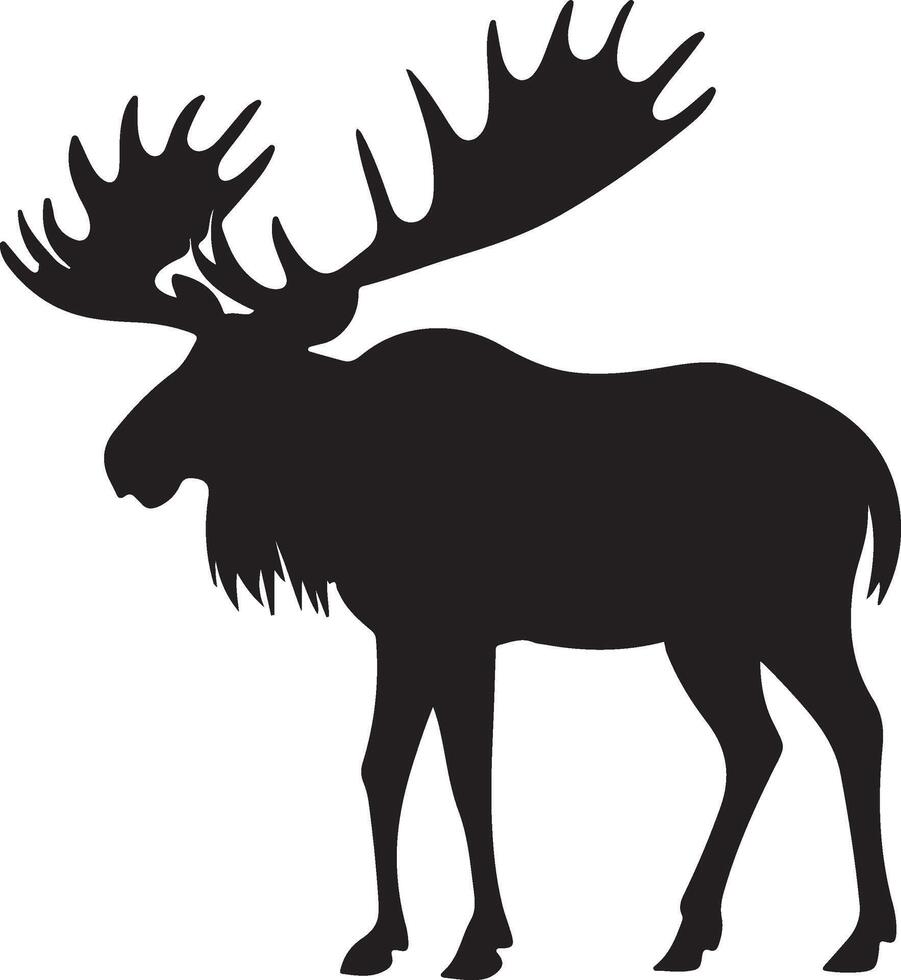 Moose Silhouette Vector Illustration White Background
