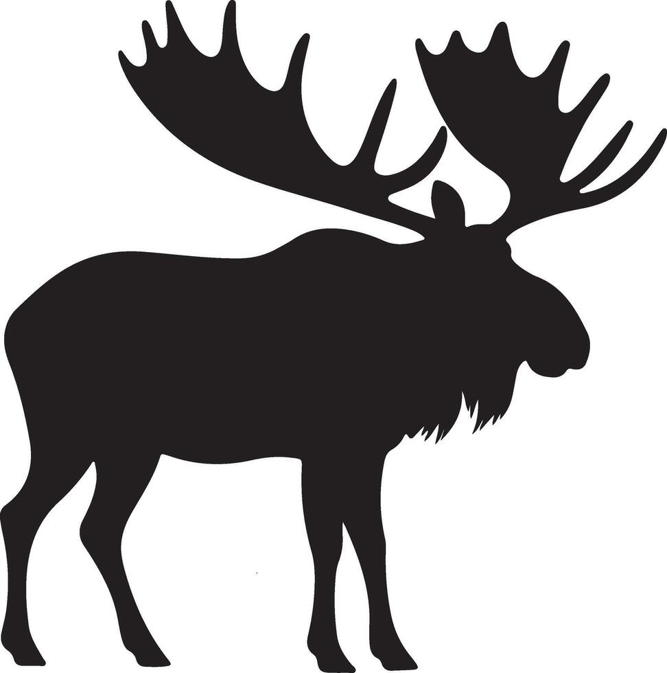 Moose Silhouette Vector Illustration White Background