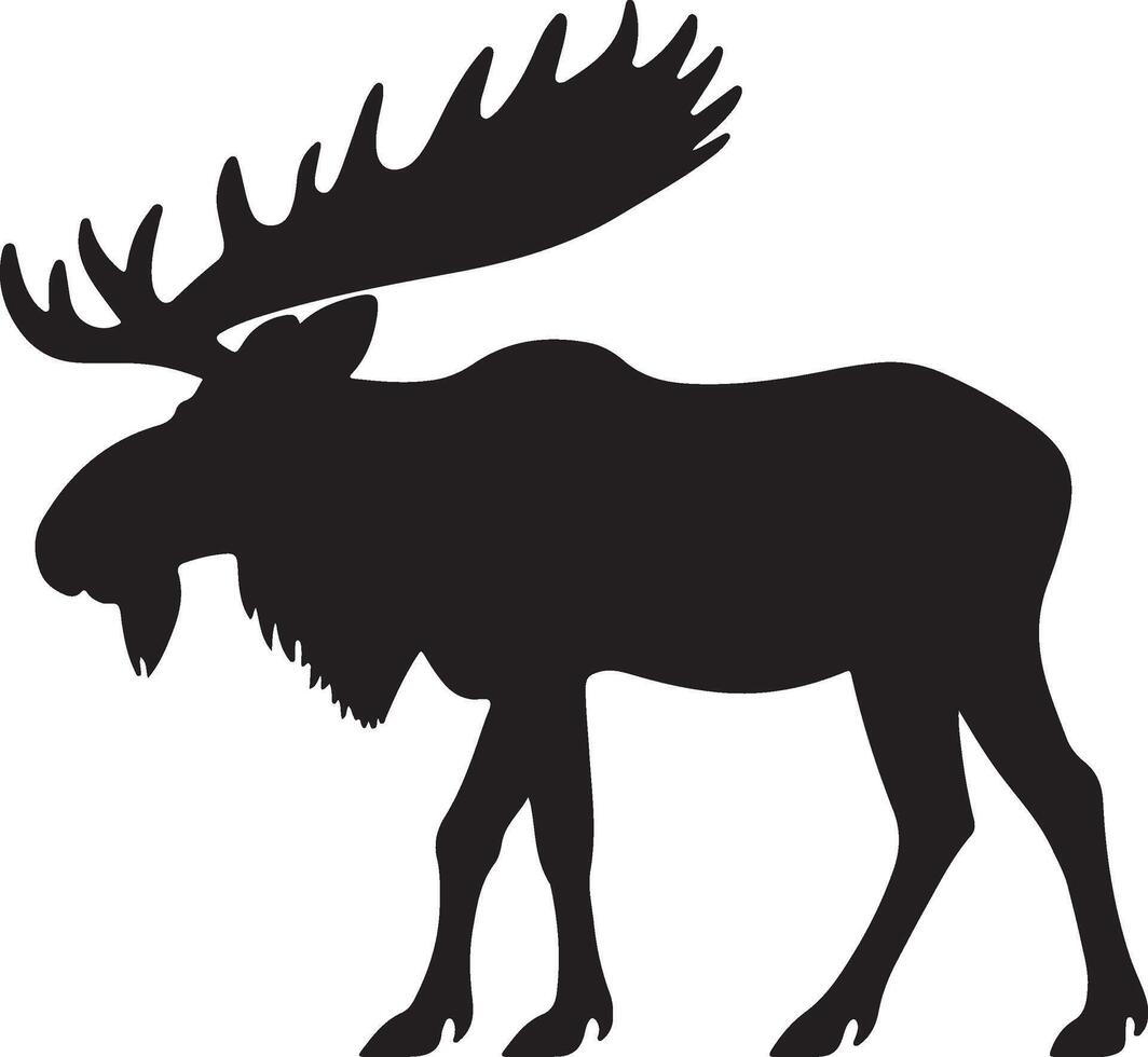 Moose Silhouette Vector Illustration White Background