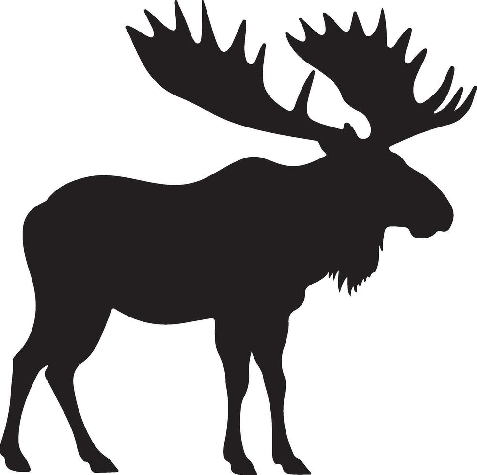 Moose Silhouette Vector Illustration White Background