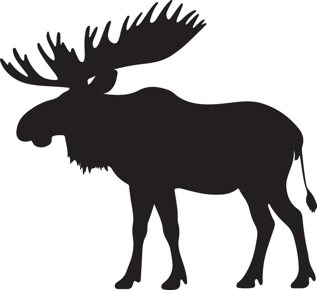 Moose Silhouette Vector Illustration White Background