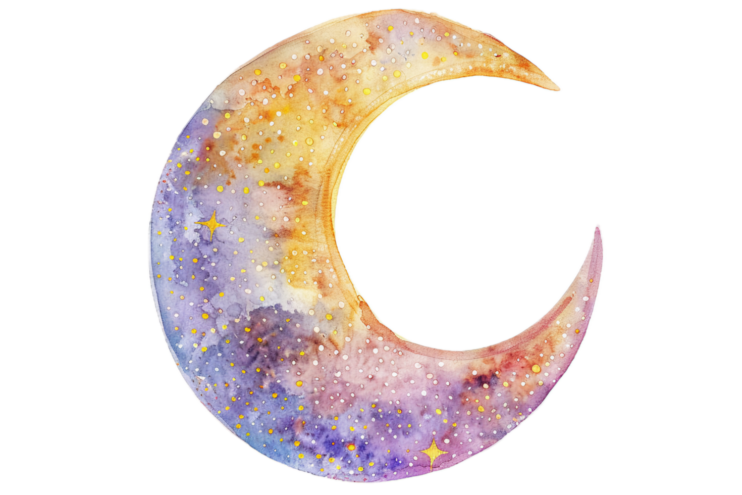 AI generated Watercolor Crescent Moon Painting png