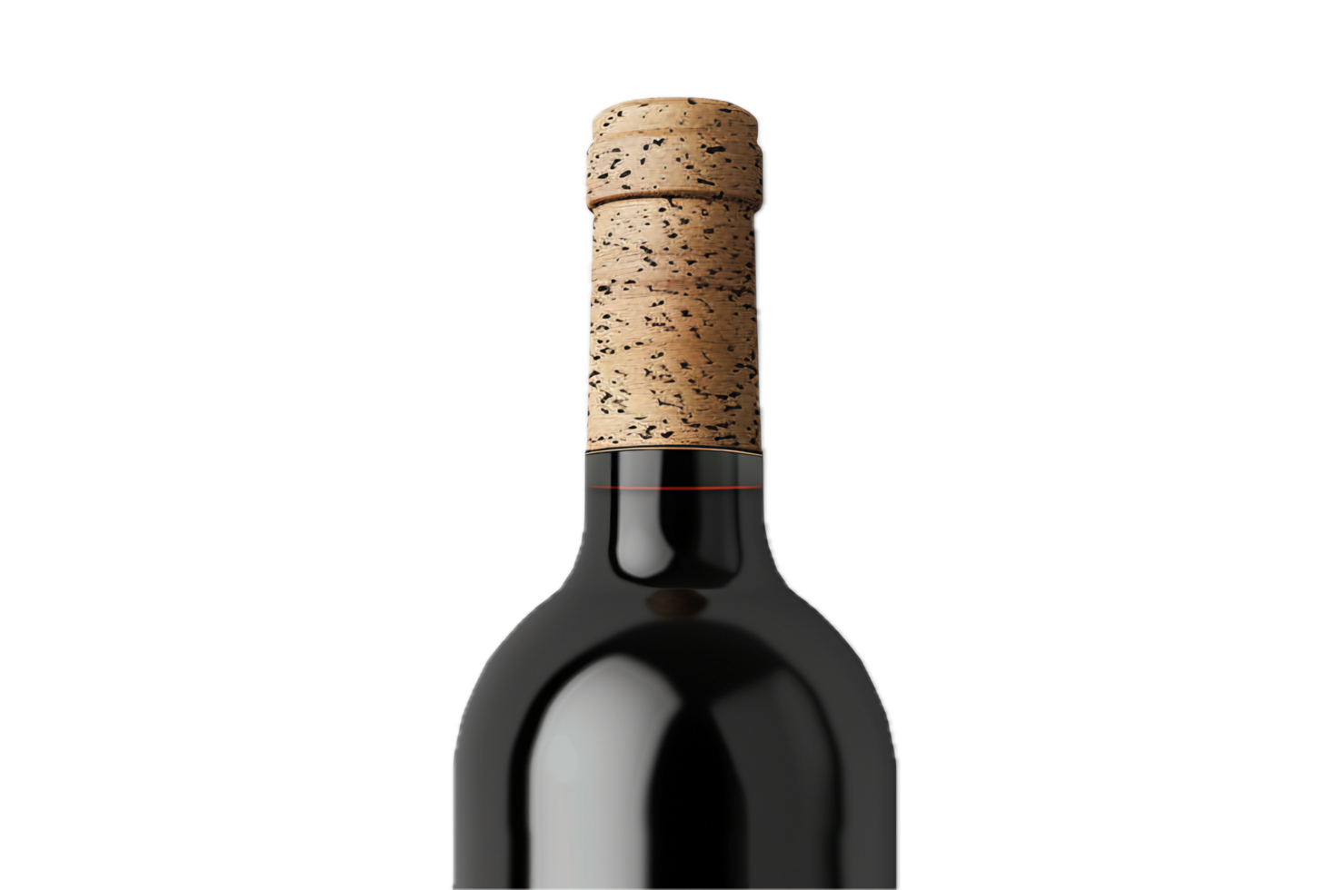 ai generato elegante nero vino bottiglia con sughero png