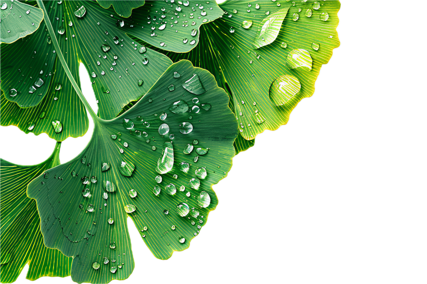 AI generated Ginkgo Biloba Leaves with Water Droplets png