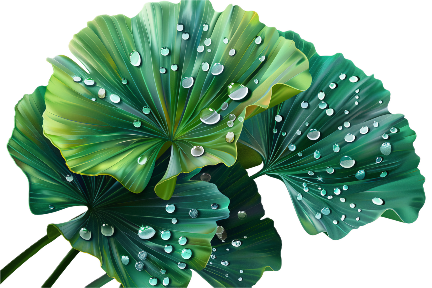 AI generated Ginkgo Biloba Leaves with Water Droplets png