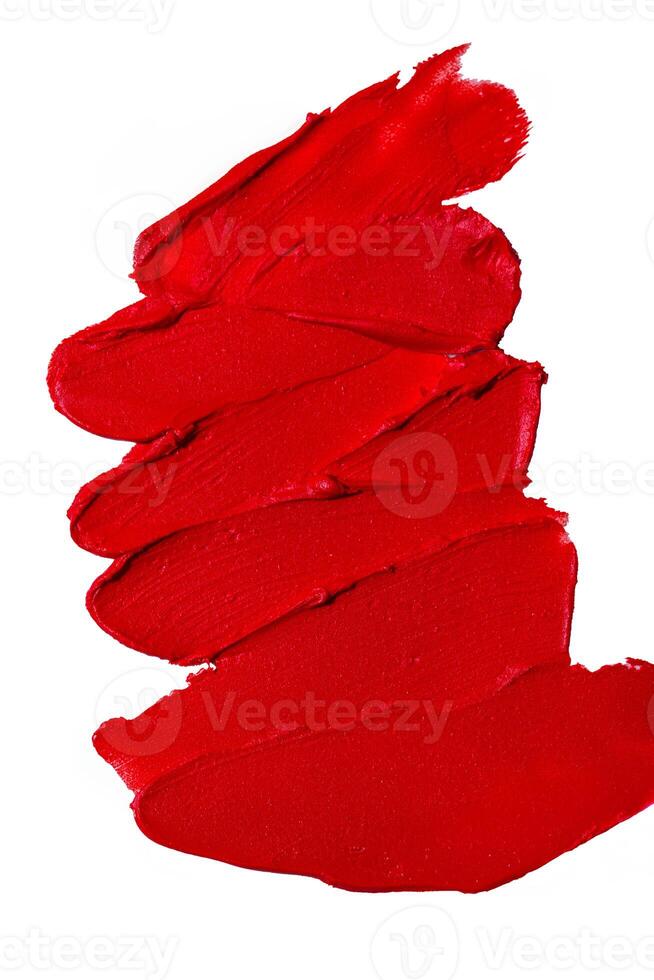 Various lipstick swatch stroke isolated on white photo