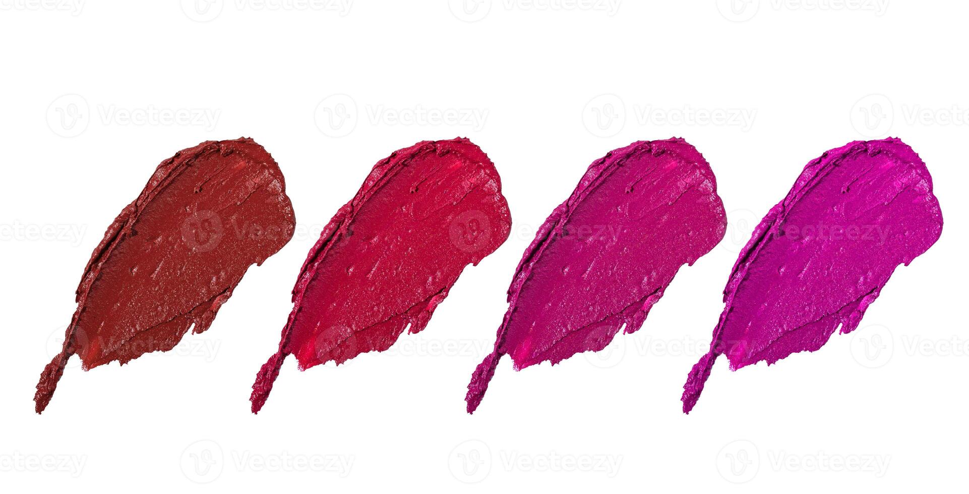 Various lipstick swatch stroke isolated on white photo