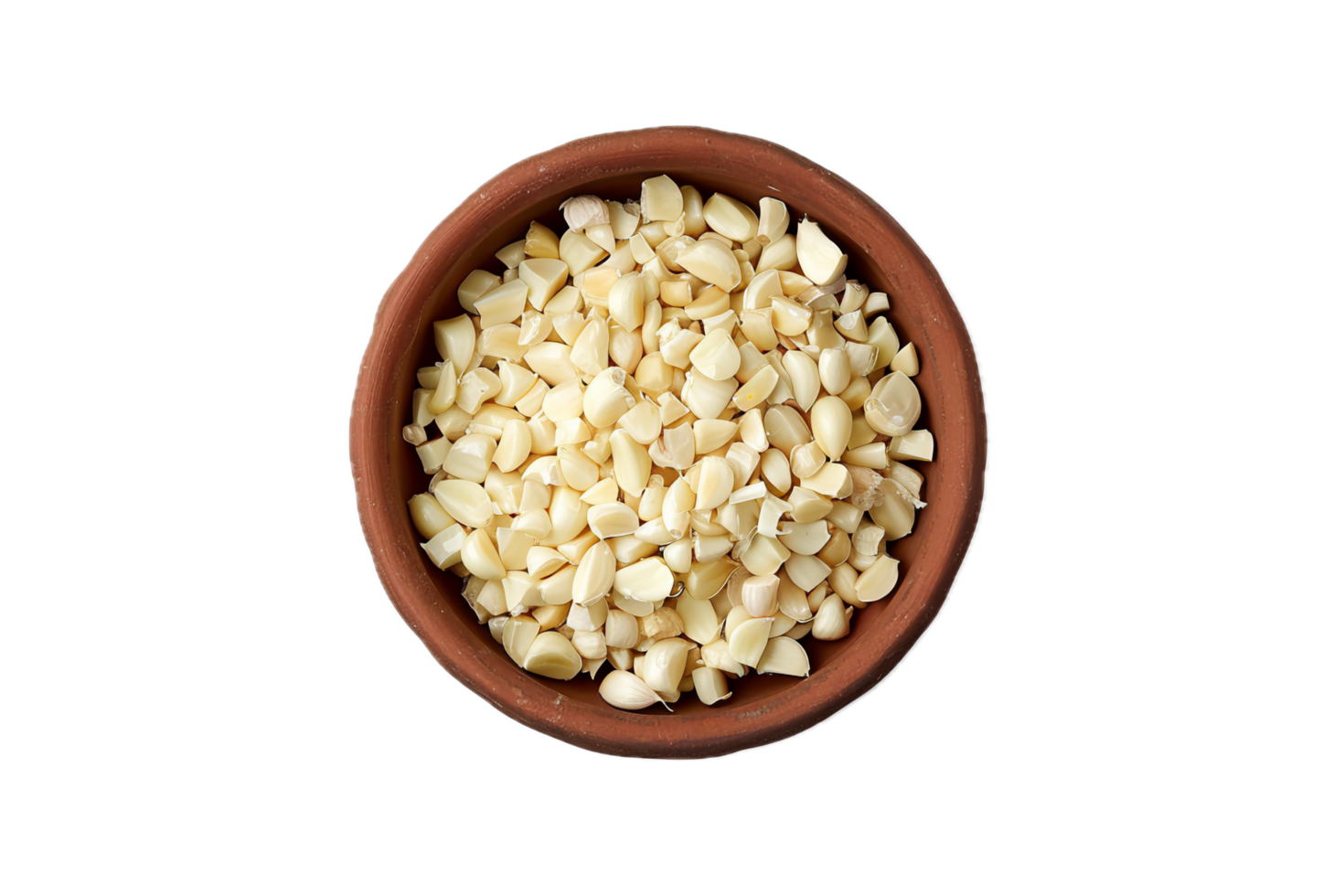 AI generated Clay Bowl Full of Fresh Garlic Cloves png