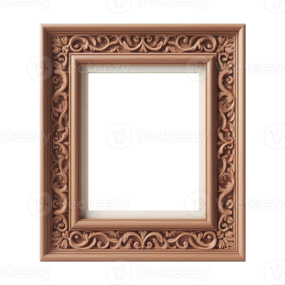 AI generated old vintage antique royal photo frame with beautiful carvings png