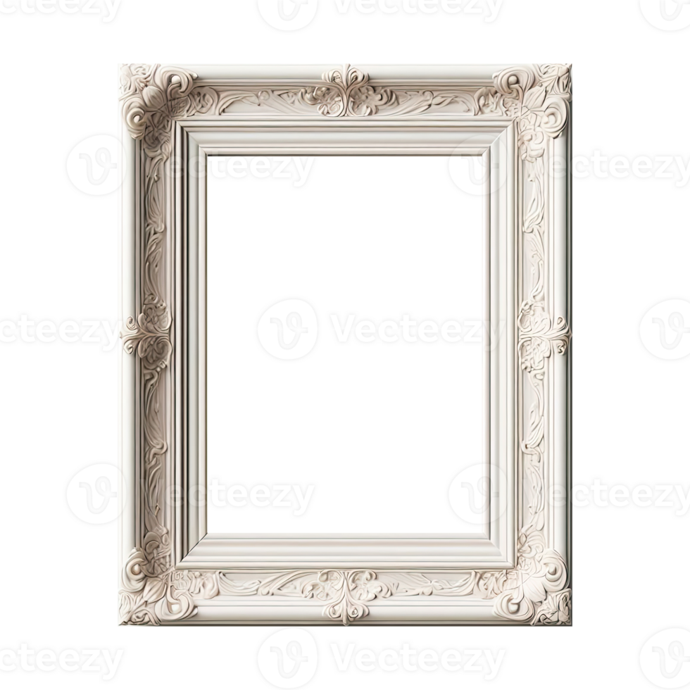 AI generated old vintage antique royal photo frame with beautiful carvings png