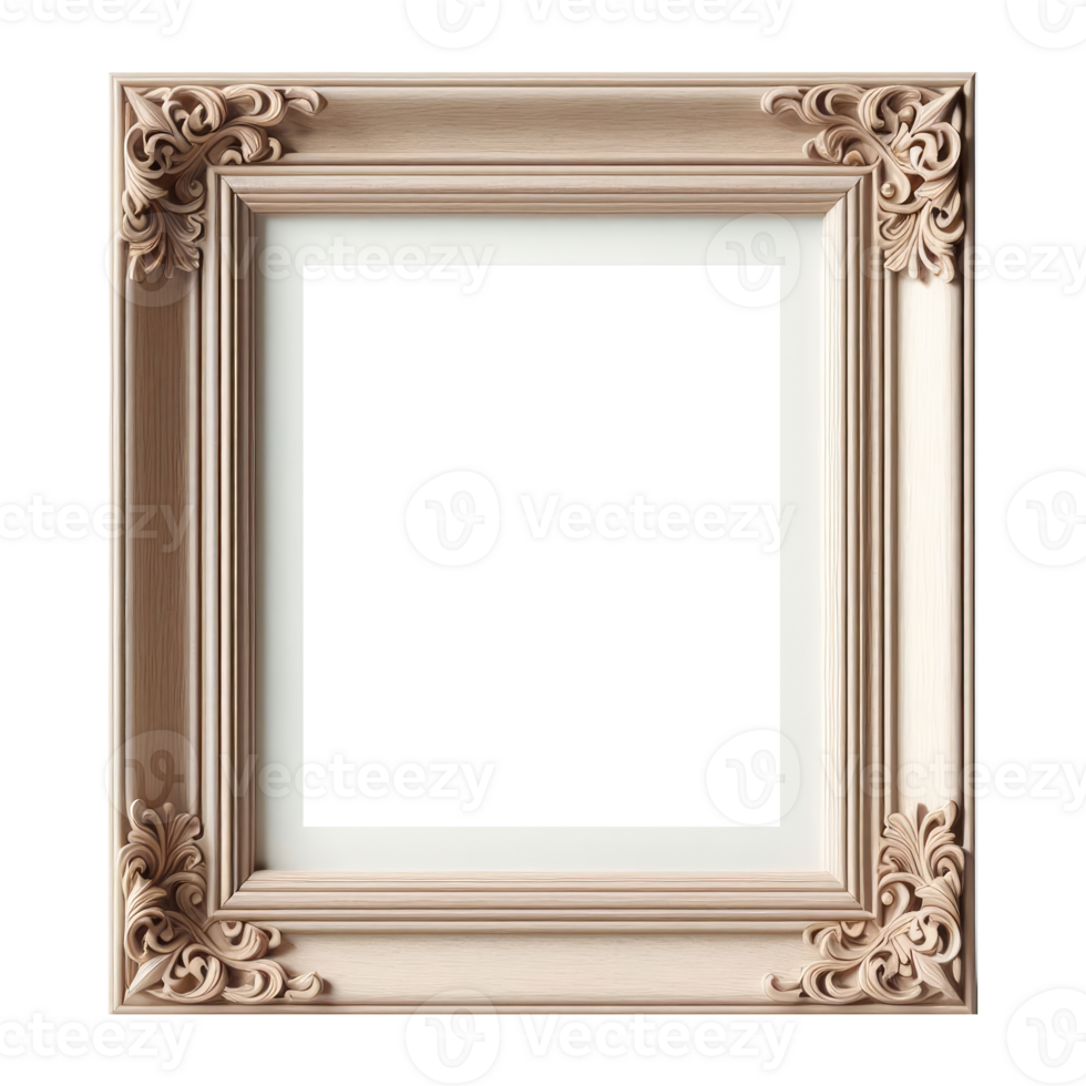 AI generated old vintage antique royal photo frame with beautiful carvings png