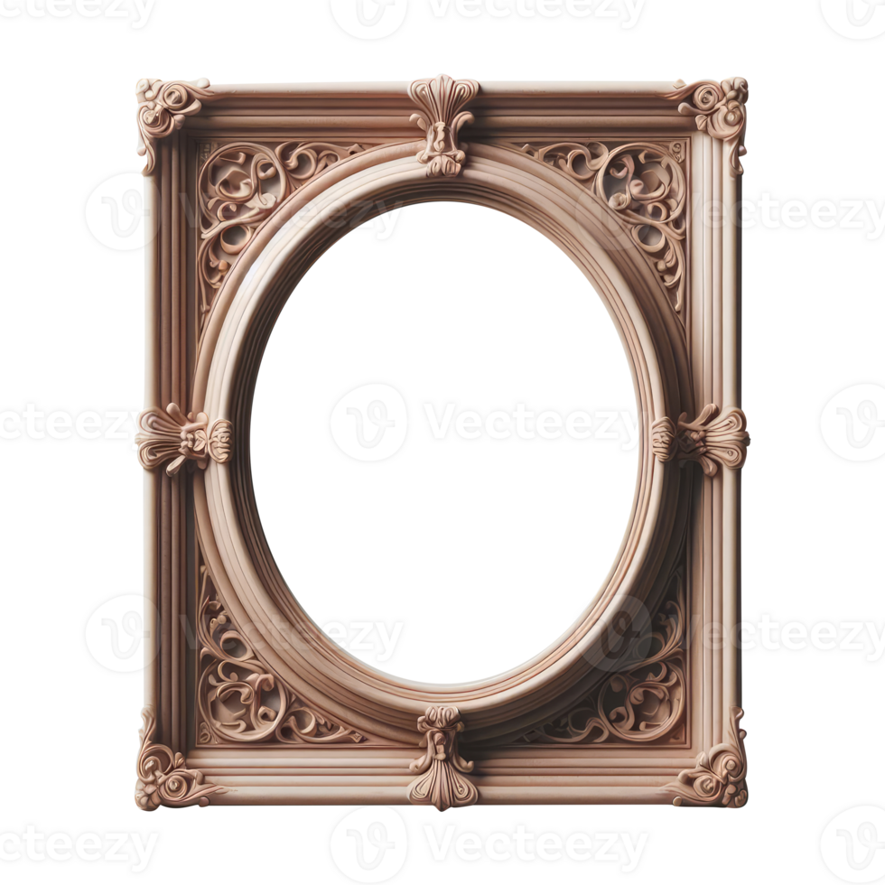 AI generated old vintage antique royal photo frame with beautiful carvings png